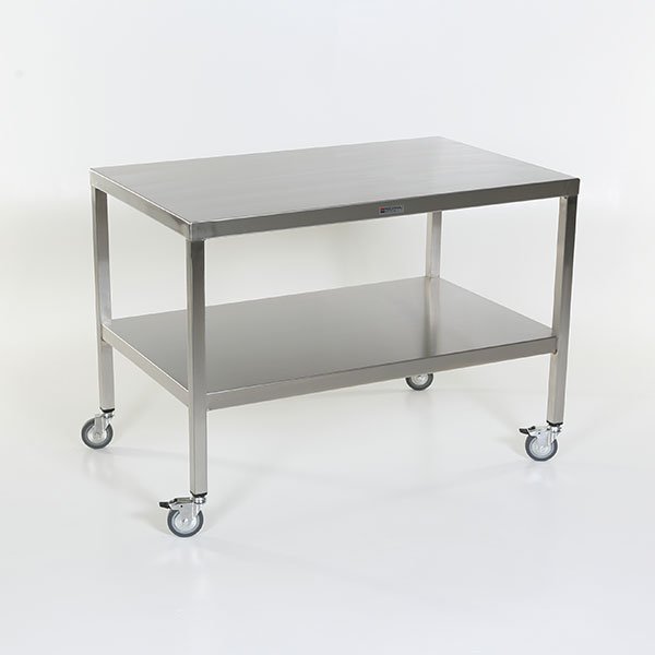 Midcentral Medical 30X84X35 Stainless Steel Work Table, Lower Shelf, 4" Casters, 2 locking, 2 swivel MCM590S-CA